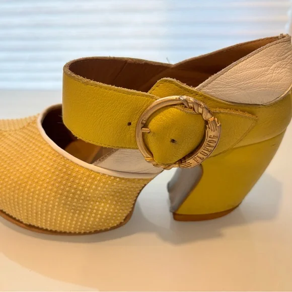 John Fluevog Yellow and White Heels - Picture 4 of 5